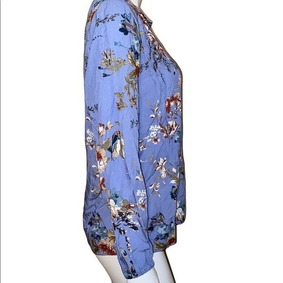 Christopher & Banks Purple Floral Pintuck Flowy Blouse Top Small NWT - Picture 5 of 9